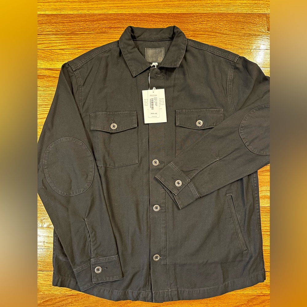 AG Adriano Goldschmied Men's Black Button-Up Shirt Jacket